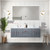 Lexora Geneva 60 in. W Dark Grey Wall Mount Double Sink Vanity Cabinet, White Quartz Top, Faucet Set, and 60 in. LED Mirror