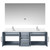 Lexora LVG60DB311 Geneva 60 in. W Dark Grey Wall Mount Double Sink Vanity Cabinet, Cultured Marble Top, Faucet Set, and 60 in. LED Mirror