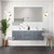 Lexora Geneva 60 in. W Dark Grey Wall Mount Double Sink Vanity Cabinet, Cultured Marble Top, Faucet Set, and 60 in. LED Mirror