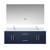 Lexora Geneva 60 in. W Navy Blue Wall Mount Double Sink Vanity Cabinet, Cultured Marble Top, Faucet Set, and 60 in. LED Mirror