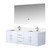 Lexora Geneva 60 in. W Glossy White Wall Mount Double Sink Vanity Cabinet, Cultured Marble Top, Faucet Set, and 60 in. LED Mirror