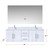 Lexora Geneva 60 in. W Glossy White Wall Mount Double Sink Vanity Cabinet, Cultured Marble Top, Faucet Set, and 60 in. LED Mirror