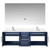 Lexora Geneva 60 in. W Navy Blue Wall Mount Double Sink Vanity Cabinet, White Quartz Top, Faucet Set, and 60 in. LED Mirror