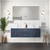 Lexora LVG60DE211 Geneva 60 in. W Navy Blue Wall Mount Double Sink Vanity Cabinet, White Quartz Top, Faucet Set, and 60 in. LED Mirror