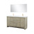 Lexora LLF60DKSODM55FRG Lafarre 60 inch W x 20 in D Rustic Acacia Double Sink Vanity Cabinet, White Quartz Top, Rose Gold Faucet Set and 55 in Mirror