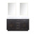 Lexora LVA60DJ110 Abbey 60 inch W Black Oak Double Sink Vanity Cabinet, Carrara Marble Top, and 28 in Mirrors