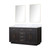 Lexora Abbey 60 inch W Black Oak Double Sink Vanity Cabinet, Carrara Marble Top, and 28 in Mirrors