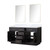 Lexora Abbey 60 inch W Black Oak Double Sink Vanity Cabinet, Carrara Marble Top, and 28 in Mirrors
