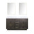 Lexora  LVA60DK110 Abbey 60 in W x 22 in D Brown Oak Double Bath Vanity, Carrara Marble Top, and 28 in Mirrors