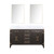 Lexora LVL60DK110 Laurel 60 inch W Brown Oak Double Sink Vanity Cabinet, Carrara Marble Top, and 28 in Mirrors