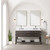 Lexora LVN60DK110 Norwalk 60 inch W Brown Oak Double Sink Vanity Cabinet, Carrara Marble Top, and 28 in Mirrors