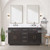 Lexora  LVA60DK101 Abbey 60 in W x 22 in D Brown Oak Double Bath Vanity, Carrara Marble Top, and Faucet Set