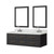 Lexora LVC60DL111 Castor 60 inch W Black Double Sink Wall Hung Vanity Cabinet, Carrara Marble Top, Faucet Set, and 28 in Mirrors