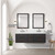 Lexora LVC60DL111 Castor 60 inch W Black Double Sink Wall Hung Vanity Cabinet, Carrara Marble Top, Faucet Set, and 28 in Mirrors
