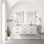 Lexora LVC60DA111 Castor 60 inch W White Double Sink Wall Hung Vanity Cabinet, Carrara Marble Top, Faucet Set, and 28 in Mirrors