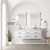 Lexora Castor 60 inch W White Double Sink Wall Hung Vanity Cabinet, Carrara Marble Top, Faucet Set, and 28 in Mirrors