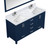 Lexora LJ342260DEDSM58F Jacques 60 in. W Navy Blue Double Sink Vanity Cabinet, Carrara Marble Top, Faucet Set, and 58 in. Mirror