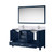 Lexora Jacques 60 in. W Navy Blue Double Sink Vanity Cabinet, Carrara Marble Top, Faucet Set, and 58 in. Mirror