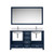 Lexora LJ342260DEDSM58F Jacques 60 in. W Navy Blue Double Sink Vanity Cabinet, Carrara Marble Top, Faucet Set, and 58 in. Mirror