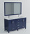 Lexora LJ342260DEDSM58F Jacques 60 in. W Navy Blue Double Sink Vanity Cabinet, Carrara Marble Top, Faucet Set, and 58 in. Mirror