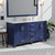 Lexora LJ342260DEDSM58F Jacques 60 in. W Navy Blue Double Sink Vanity Cabinet, Carrara Marble Top, Faucet Set, and 58 in. Mirror