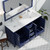 Lexora Jacques 60 in. W Navy Blue Double Sink Vanity Cabinet, Carrara Marble Top, Faucet Set, and 58 in. Mirror
