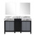 Lexora LZ342260DLISM28 Zilara 60 inch W Black and Grey Double Sink Vanity Cabinet, Castle Grey Marble Top and 28 in Mirrors