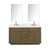 Lexora Abbey 60 inch W Grey Oak Double Sink Vanity Cabinet, Carrara Marble Top, Faucet Set, and 28 in Mirrors