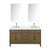 Lexora Laurel 60 inch W Grey Oak Double Sink Vanity Cabinet, Carrara Marble Top, Faucet Set, and 28 in Mirrors