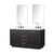 Lexora  LVA60DJ111 Abbey 60 in W x 22 in D Black Oak Double Bath Vanity, Carrara Marble Top, Faucet Set, and 28 in Mirrors