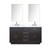 Lexora LVA60DJ111 Abbey 60 inch W Black Oak Double Sink Vanity Cabinet, Carrara Marble Top, Faucet Set, and 28 in Mirrors
