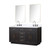 Lexora LVA60DJ111 Abbey 60 inch W Black Oak Double Sink Vanity Cabinet, Carrara Marble Top, Faucet Set, and 28 in Mirrors