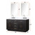 Lexora LVA60DJ111 Abbey 60 inch W Black Oak Double Sink Vanity Cabinet, Carrara Marble Top, Faucet Set, and 28 in Mirrors