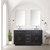 Lexora Abbey 60 inch W Black Oak Double Sink Vanity Cabinet, Carrara Marble Top, Faucet Set, and 28 in Mirrors