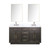Lexora LVA60DK111 Abbey 60 inch W Brown Oak Double Sink Vanity Cabinet, Carrara Marble Top, Faucet Set, and 28 in Mirrors