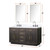 Lexora LVA60DK111 Abbey 60 inch W Brown Oak Double Sink Vanity Cabinet, Carrara Marble Top, Faucet Set, and 28 in Mirrors