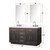 Lexora Abbey 60 inch W Brown Oak Double Sink Vanity Cabinet, Carrara Marble Top, Faucet Set, and 28 in Mirrors