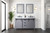 Lexora LVM60DB101 Marsyas 60 inch W Dark Grey Double Sink Vanity Cabinet, Carrara Marble Countertop and Faucet Set
