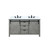 Lexora Marsyas 60 inch W Ash Grey Double Sink Vanity Cabinet, White Quartz Countertop and Faucet Set
