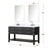 Lexora Norwalk 60 inch W Black Oak Double Sink Vanity Cabinet, Carrara Marble Top, Faucet Set, and 28 in Mirrors