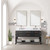Lexora LVN60DJ111 Norwalk 60 inch W Black Oak Double Sink Vanity Cabinet, Carrara Marble Top, Faucet Set, and 28 in Mirrors