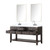 Lexora Norwalk 60 inch W Brown Oak Double Sink Vanity Cabinet, Carrara Marble Top, Faucet Set, and 28 in Mirrors