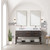 Lexora LVN60DK111 Norwalk 60 inch W Brown Oak Double Sink Vanity Cabinet, Carrara Marble Top, Faucet Set, and 28 in Mirrors