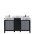 Lexora LZ342260DLISFMC Zilara 60 inch W Black and Grey Double Sink Vanity Cabinet, Castle Grey Marble Top and Chrome Faucet Set