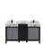 Lexora LZ342260DLISFCM Zilara 60 inch W Black and Grey Double Sink Vanity Cabinet, Castle Grey Marble Top and Matte Black Faucet Set