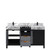 Lexora LZ342260DLISFCM Zilara 60 inch W Black and Grey Double Sink Vanity Cabinet, Castle Grey Marble Top and Matte Black Faucet Set