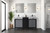 Lexora LZ342260DLISFCM Zilara 60 inch W Black and Grey Double Sink Vanity Cabinet, Castle Grey Marble Top and Matte Black Faucet Set