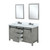 Lexora  LVM60DH311 Marsyas 60 in W x 22 in D Ash Grey Double Bath Vanity, Cultured Marble Countertop, Faucet Set and 24 in Mirrors