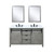 Lexora LVM60DH311 Marsyas 60 inch W Ash Grey Double Sink Vanity Cabinet, Cultured Marble Countertop, Faucet Set and 24 in Mirrors