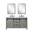 Lexora Marsyas 60 inch W Ash Grey Double Sink Vanity Cabinet, Cultured Marble Countertop, Faucet Set and 24 in Mirrors